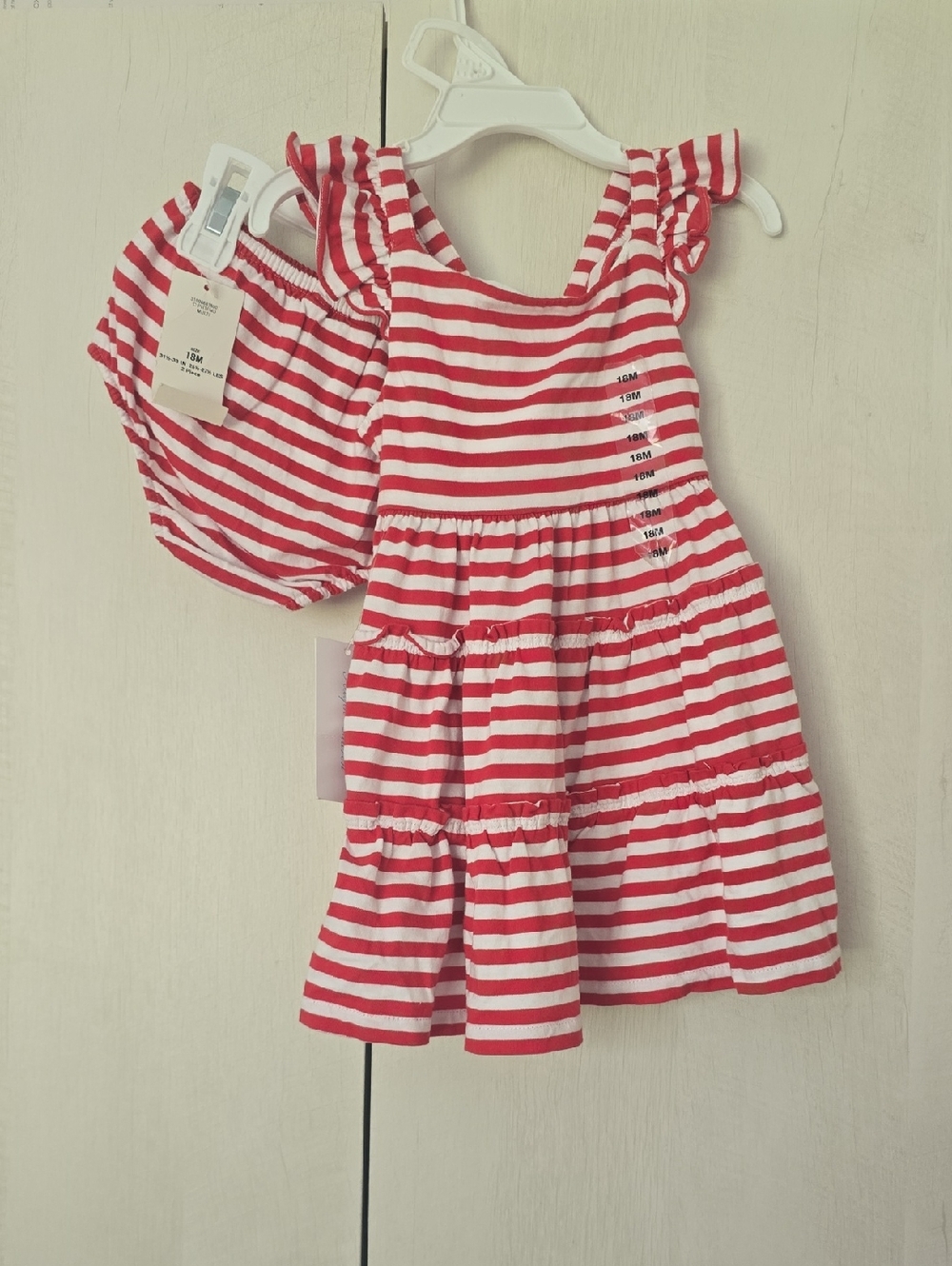 Ralph Lauren Baby Striped Cotton Jersey Dress & Bloomer 18m 18 Months